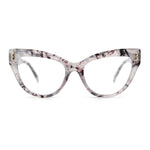 Womens 2-tone Color Design Horn Rim Cat Eye Clear Lens Fashion Eyeglasses