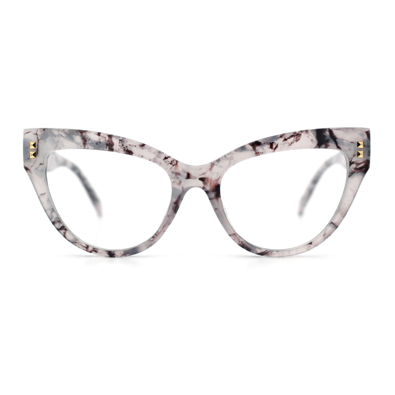 Womens 2-tone Color Design Horn Rim Cat Eye Clear Lens Fashion Eyeglasses