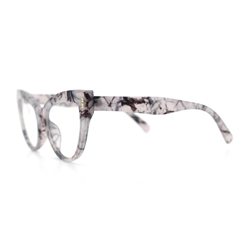 Womens 2-tone Color Design Horn Rim Cat Eye Clear Lens Fashion Eyeglasses