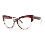Womens 2-tone Color Design Horn Rim Cat Eye Clear Lens Fashion Eyeglasses
