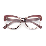 Womens 2-tone Color Design Horn Rim Cat Eye Clear Lens Fashion Eyeglasses