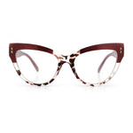 Womens 2-tone Color Design Horn Rim Cat Eye Clear Lens Fashion Eyeglasses