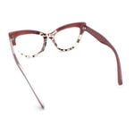 Womens 2-tone Color Design Horn Rim Cat Eye Clear Lens Fashion Eyeglasses