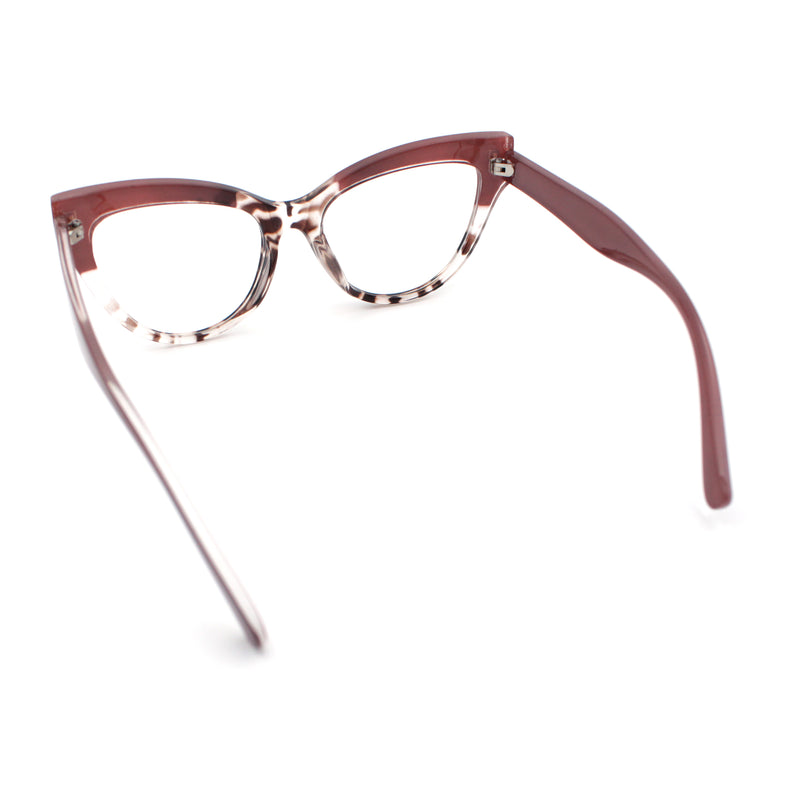 Womens 2-tone Color Design Horn Rim Cat Eye Clear Lens Fashion Eyeglasses