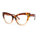 Womens 2-tone Color Design Horn Rim Cat Eye Clear Lens Fashion Eyeglasses