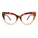 Womens 2-tone Color Design Horn Rim Cat Eye Clear Lens Fashion Eyeglasses