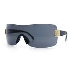 Rimless Shield Wrap Around Y2K Super Sleek Plastic Arm Sunglasses