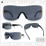 Rimless Shield Wrap Around Y2K Super Sleek Plastic Arm Sunglasses