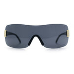 Rimless Shield Wrap Around Y2K Super Sleek Plastic Arm Sunglasses