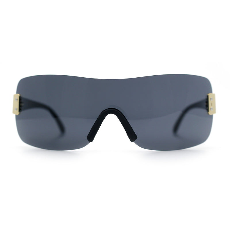 Rimless Shield Wrap Around Y2K Super Sleek Plastic Arm Sunglasses