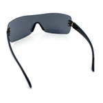 Rimless Shield Wrap Around Y2K Super Sleek Plastic Arm Sunglasses