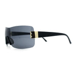 Rimless Shield Wrap Around Y2K Super Sleek Plastic Arm Sunglasses