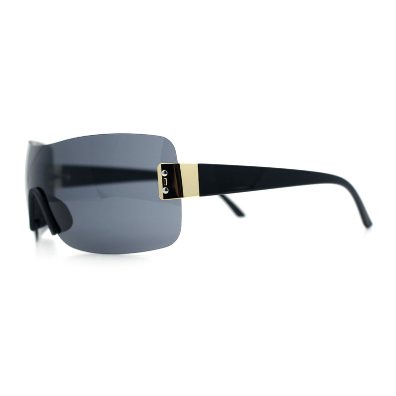 Rimless Shield Wrap Around Y2K Super Sleek Plastic Arm Sunglasses