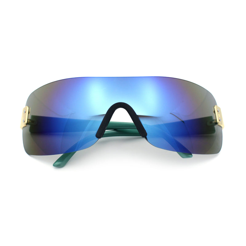 Rimless Shield Wrap Around Y2K Super Sleek Plastic Arm Sunglasses