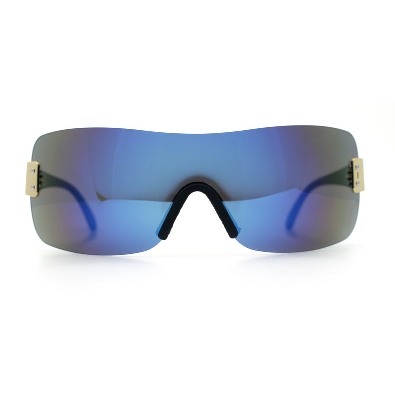 Rimless Shield Wrap Around Y2K Super Sleek Plastic Arm Sunglasses