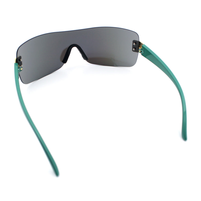 Rimless Shield Wrap Around Y2K Super Sleek Plastic Arm Sunglasses