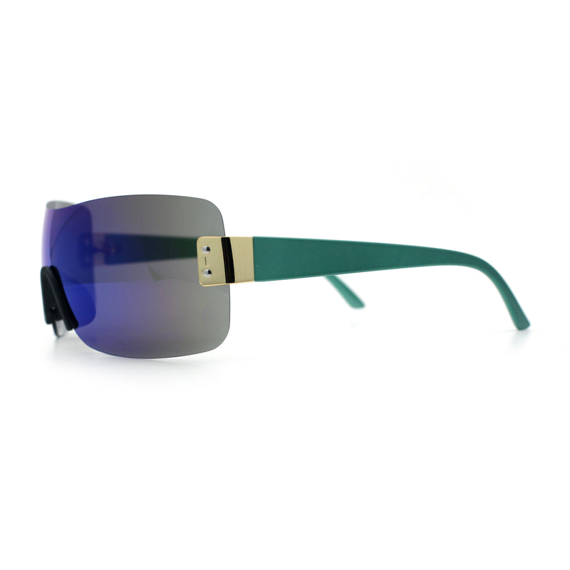 Rimless Shield Wrap Around Y2K Super Sleek Plastic Arm Sunglasses