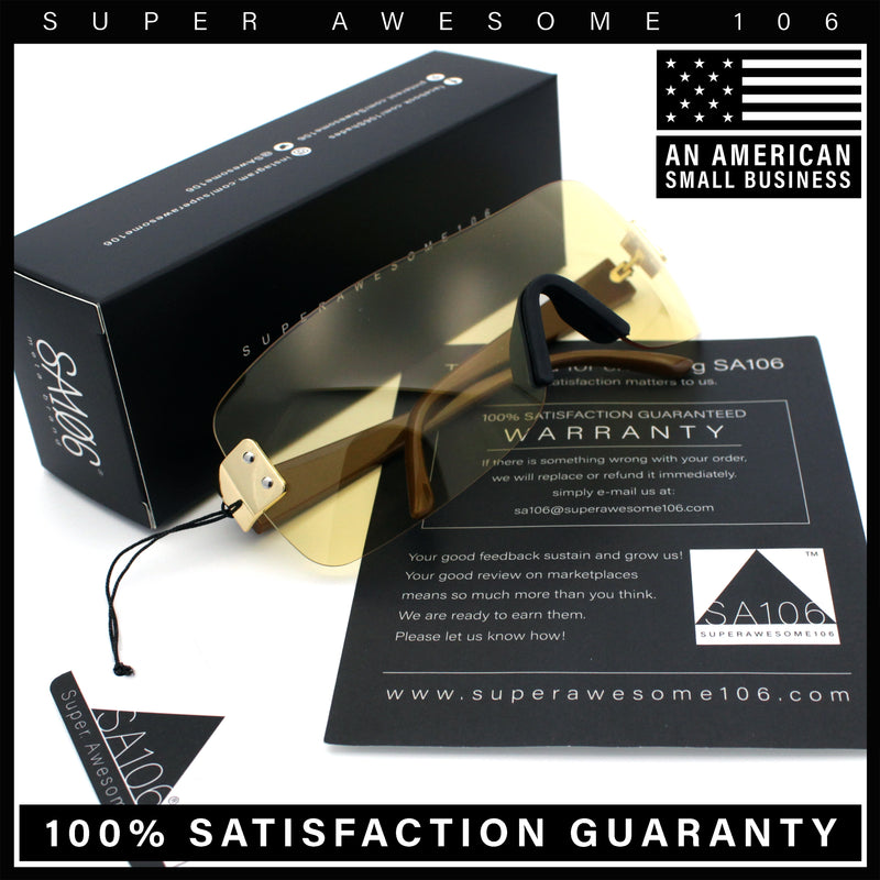 Rimless Shield Wrap Around Y2K Super Sleek Plastic Arm Sunglasses