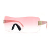 Rimless Shield Wrap Around Y2K Super Sleek Plastic Arm Sunglasses