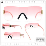 Rimless Shield Wrap Around Y2K Super Sleek Plastic Arm Sunglasses