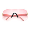 Rimless Shield Wrap Around Y2K Super Sleek Plastic Arm Sunglasses