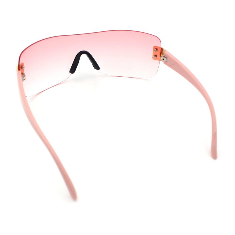 Rimless Shield Wrap Around Y2K Super Sleek Plastic Arm Sunglasses