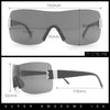 Rimless Shield Wrap Around Y2K Super Sleek Plastic Arm Sunglasses