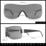 Rimless Shield Wrap Around Y2K Super Sleek Plastic Arm Sunglasses