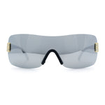 Rimless Shield Wrap Around Y2K Super Sleek Plastic Arm Sunglasses