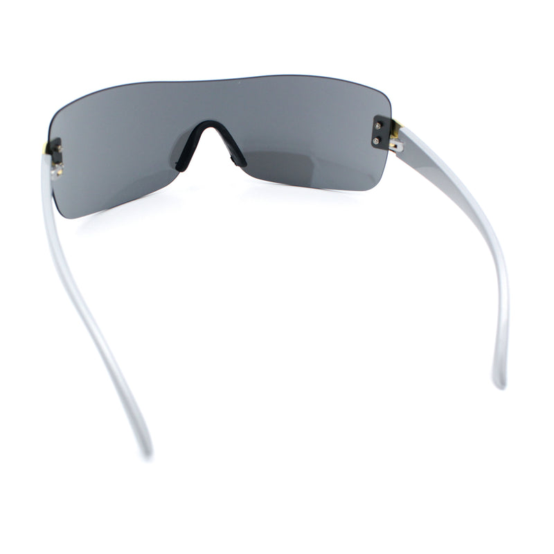 Rimless Shield Wrap Around Y2K Super Sleek Plastic Arm Sunglasses