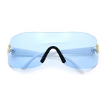 Rimless Shield Wrap Around Y2K Super Sleek Plastic Arm Sunglasses