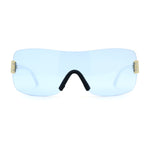 Rimless Shield Wrap Around Y2K Super Sleek Plastic Arm Sunglasses
