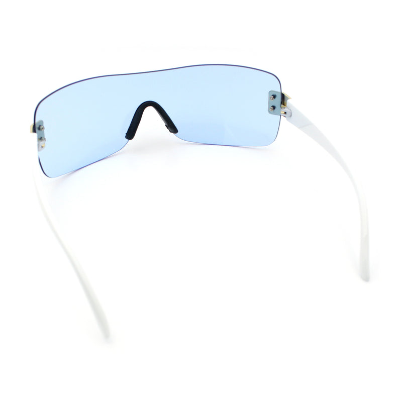 Rimless Shield Wrap Around Y2K Super Sleek Plastic Arm Sunglasses