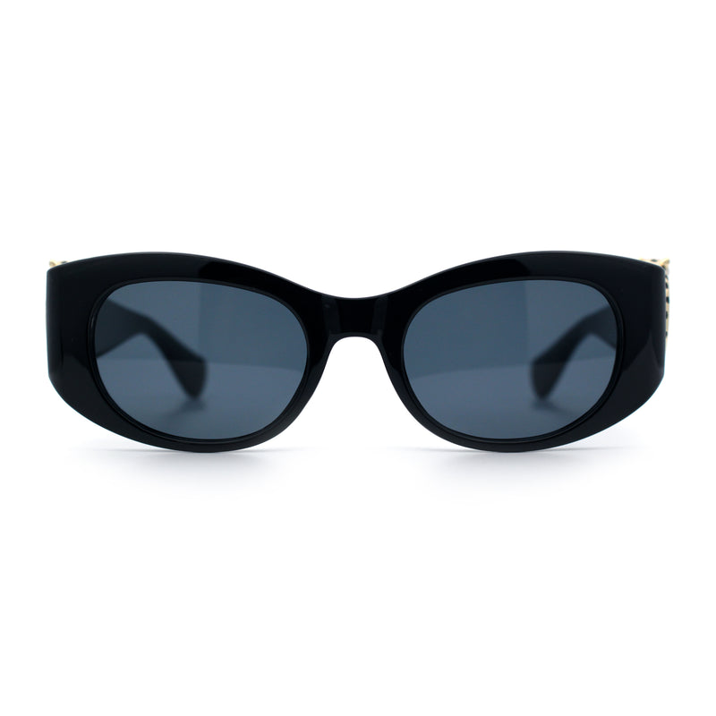 Womens Cheetah Emblem Classic Mod Fashion Thick Plastic Oval Sunglasses