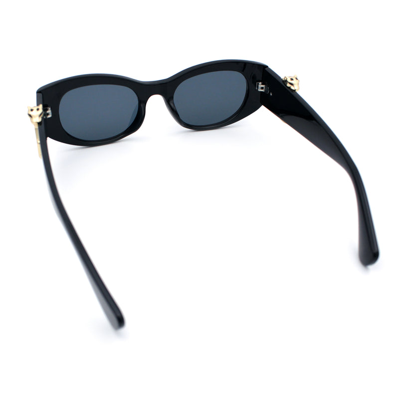 Womens Cheetah Emblem Classic Mod Fashion Thick Plastic Oval Sunglasses