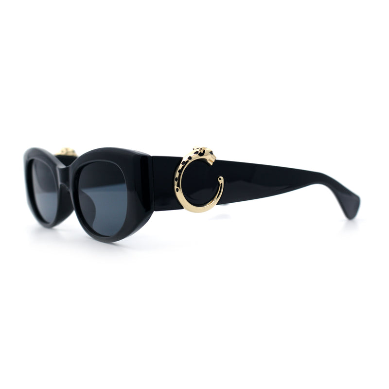 Womens Cheetah Emblem Classic Mod Fashion Thick Plastic Oval Sunglasses