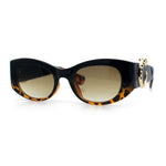 Womens Cheetah Emblem Classic Mod Fashion Thick Plastic Oval Sunglasses