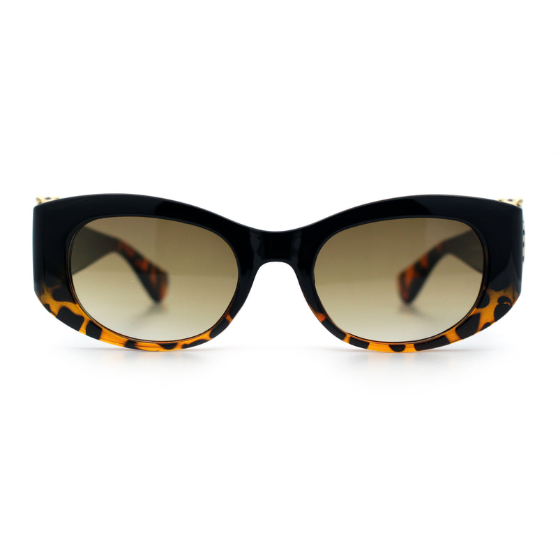 Womens Cheetah Emblem Classic Mod Fashion Thick Plastic Oval Sunglasses