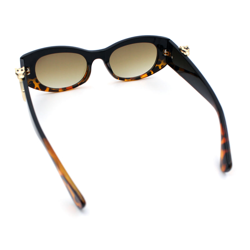 Womens Cheetah Emblem Classic Mod Fashion Thick Plastic Oval Sunglasses
