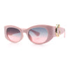 Womens Cheetah Emblem Classic Mod Fashion Thick Plastic Oval Sunglasses