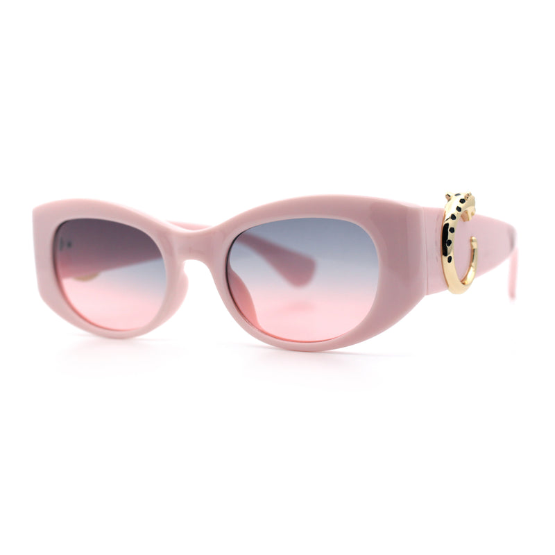 Womens Cheetah Emblem Classic Mod Fashion Thick Plastic Oval Sunglasses