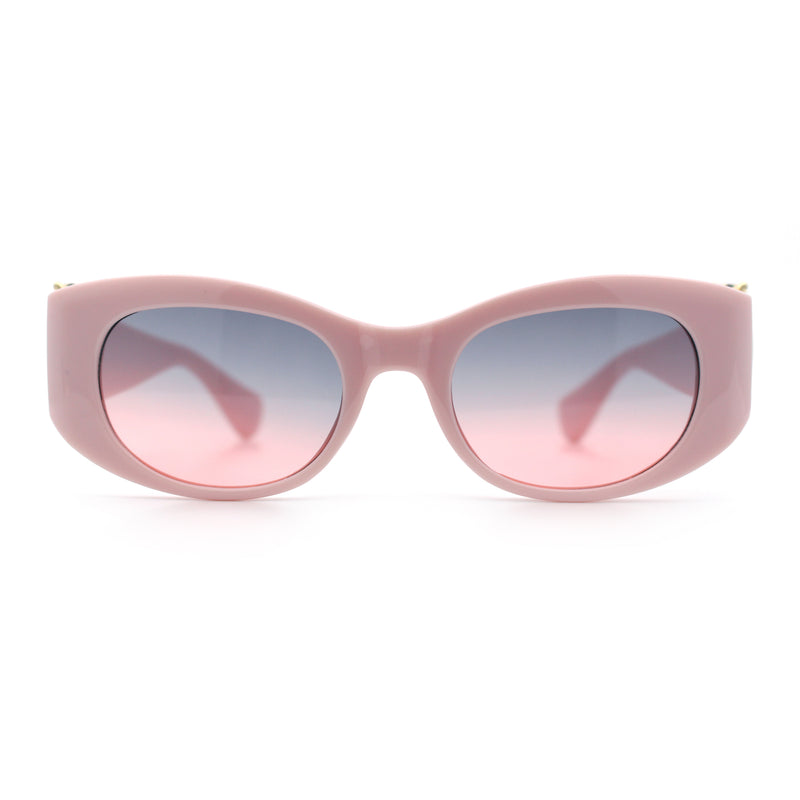 Womens Cheetah Emblem Classic Mod Fashion Thick Plastic Oval Sunglasses