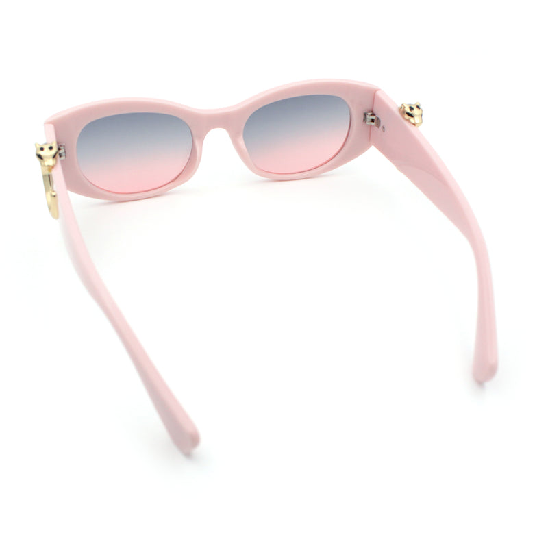 Womens Cheetah Emblem Classic Mod Fashion Thick Plastic Oval Sunglasses