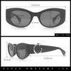 Womens Cheetah Emblem Classic Mod Fashion Thick Plastic Oval Sunglasses