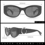 Womens Cheetah Emblem Classic Mod Fashion Thick Plastic Oval Sunglasses