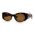 Womens Cheetah Emblem Classic Mod Fashion Thick Plastic Oval Sunglasses