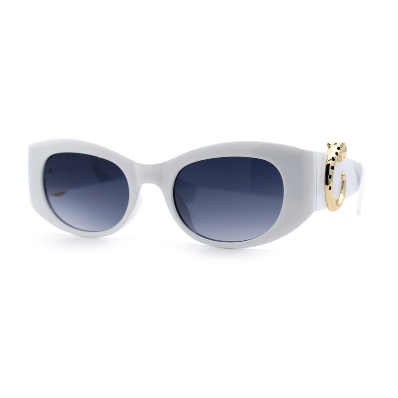 Womens Cheetah Emblem Classic Mod Fashion Thick Plastic Oval Sunglasses
