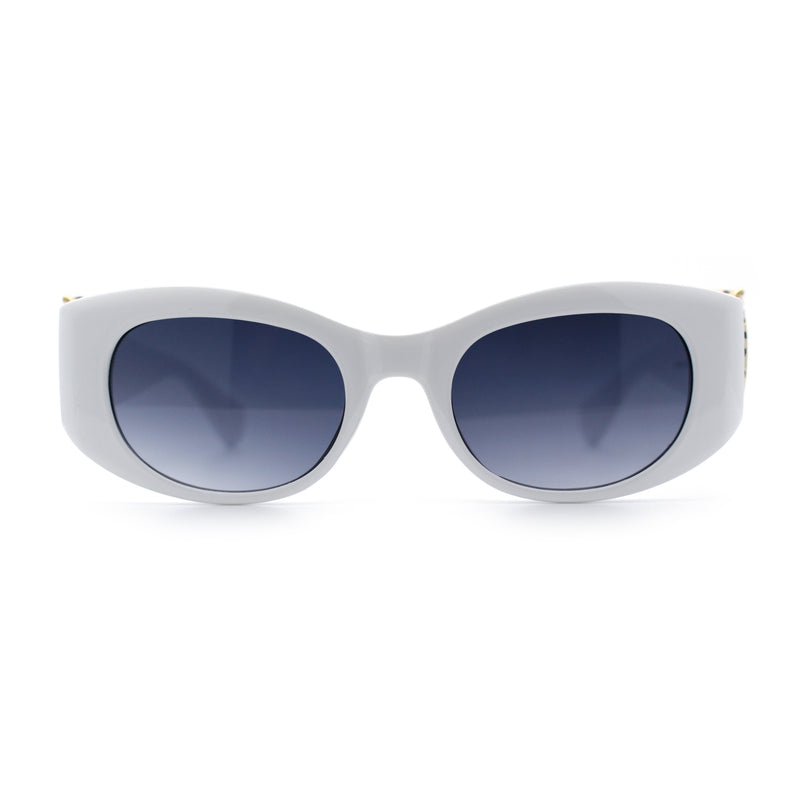 Womens Cheetah Emblem Classic Mod Fashion Thick Plastic Oval Sunglasses