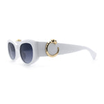 Womens Cheetah Emblem Classic Mod Fashion Thick Plastic Oval Sunglasses
