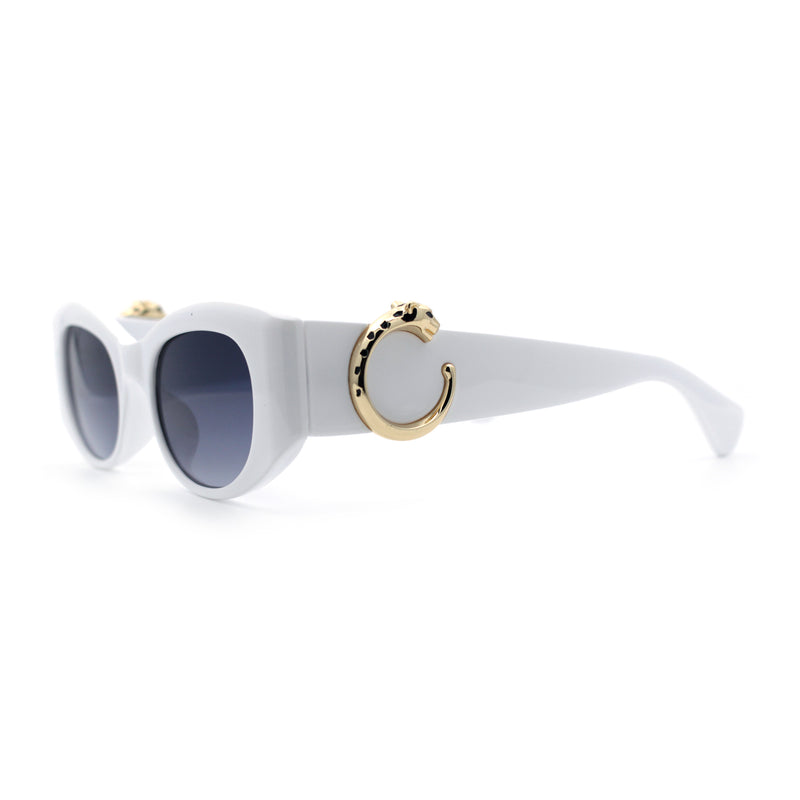 Womens Cheetah Emblem Classic Mod Fashion Thick Plastic Oval Sunglasses